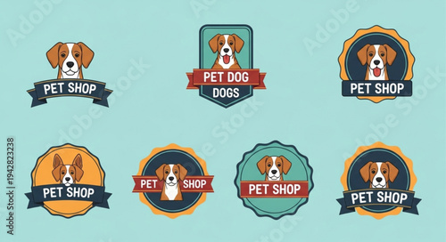 Collection of Pet Shop Logos Featuring Dog Faces.