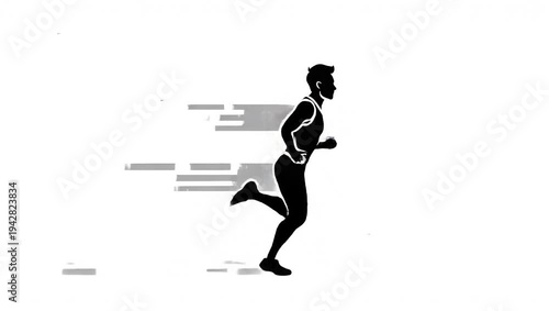 Wallpaper Mural Silhouette of a running man with speed lines, representing motion and fitness. Torontodigital.ca