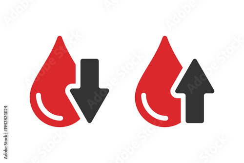 High and low cholesterol icons set. Graphic signs isolated on white background. Vector illustration 