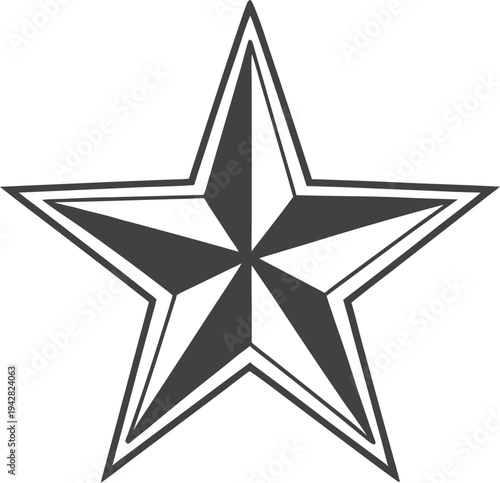 A stylized star symbol with a modern design on a white background