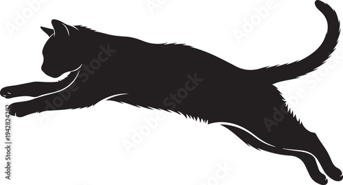white background cat jumping black silhouette vector