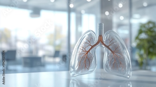 Abstract Lungs with red human bronchial tree structure. Lungs anatomy,left and right bronchus, bronchioles,Medicine cure tuberculosis, pneumonia, asthma. Abstract health care medical concept.