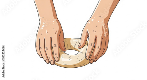 Hands Breaking a Bread in Half.