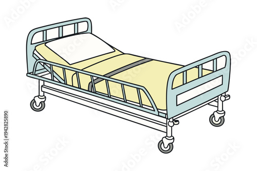 Little baby carriage in hospital 3D illustration with wheels and trolley style