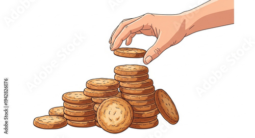 Hand Stacking Cookies on Top.