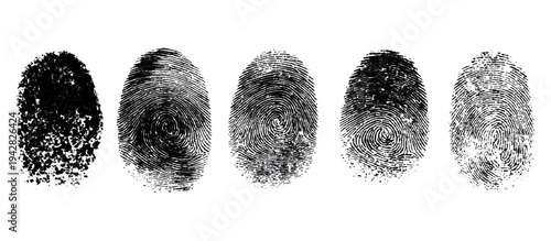 Abstract forensic grunge set fingerprint background texture. vector black grunge fingerprint distressed dirty background design element.