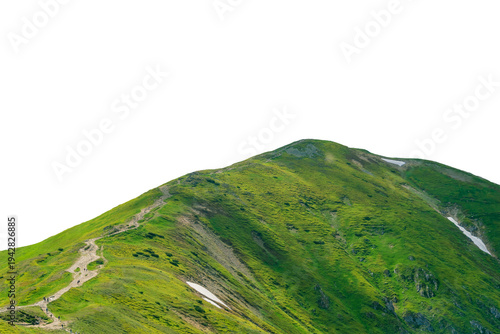 Fotografie Grassy mountain peak with hiking trail on alpine slope