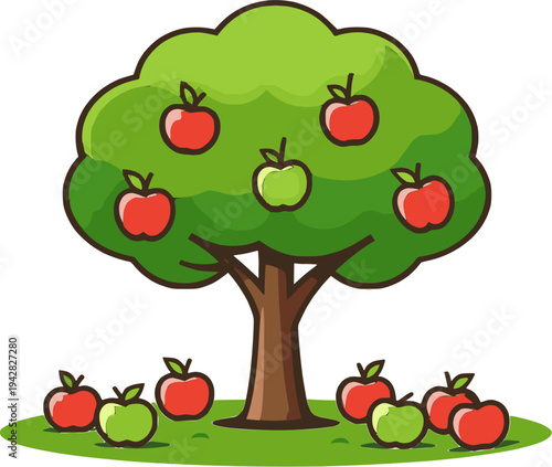apple tree and apples vector design 