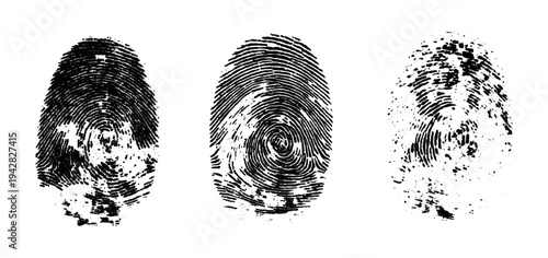 Abstract forensic grunge set fingerprint background texture. vector black grunge fingerprint distressed dirty background design element.