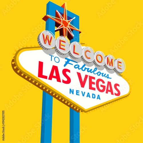 Welcome To Fabulous Las Vegas Nevada Sign. Retro Neon Sign Design Vector Art