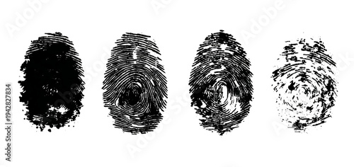 Abstract forensic grunge set fingerprint background texture. vector black grunge fingerprint distressed dirty background design element.