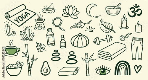 Yoga and Wellness Doodle Collection