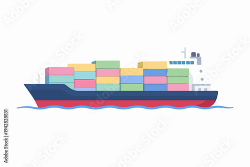 Container ship transporting cargo, illustrating global logistics and worldwide delivery