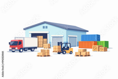 Logistics service providing package delivery and cargo shipping from warehouse