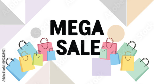 Set of 8 colorful shopping bags vector for mega sale promotions