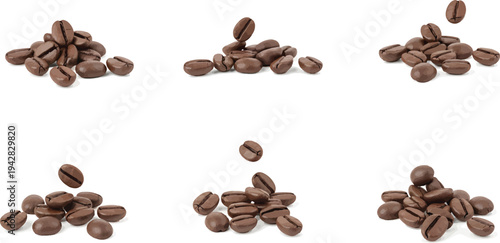 Set of 6 coffee beans vector illustrations