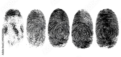 Abstract forensic grunge set fingerprint background texture. vector black grunge fingerprint distressed dirty background design element.