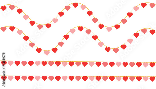 A set of Heart Garland Bunting Strings Valentine's Day Party Decoration