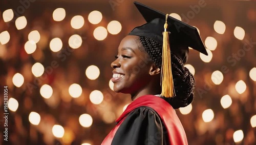 Wallpaper Mural Happy African American woman in graduation gown and cap smiling at camera. Torontodigital.ca