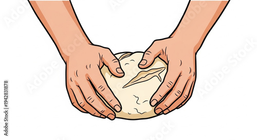 Hands Kneading Dough Closeup.
