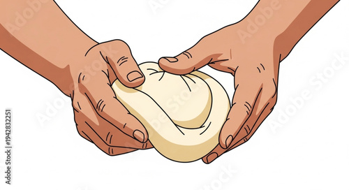 Hands Kneading Dough Illustration.