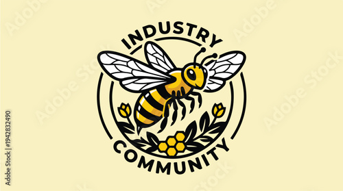 Bee Industry Community Logo Design.