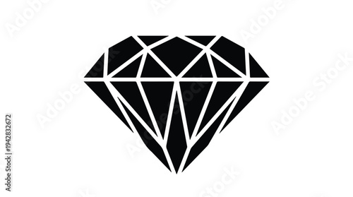 Black Diamond Gemstone Icon Silhouette.