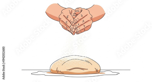 Hands Forming Heart Shape Over Bread.