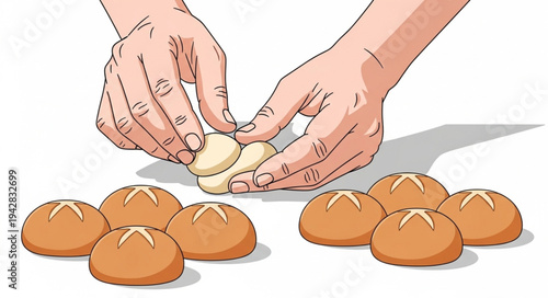 Hands Forming Dumplings with Care.