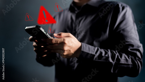 Fotografie smartphone digital security alert displays cyber threat warning