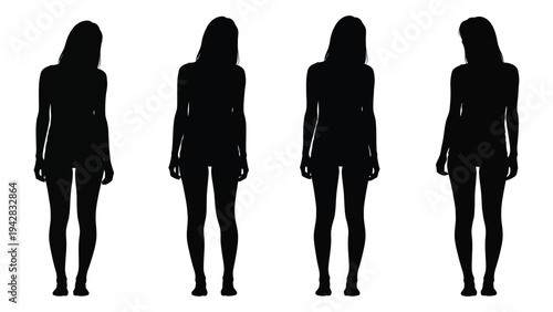 Silhouettes of four women standing in a row facing forward