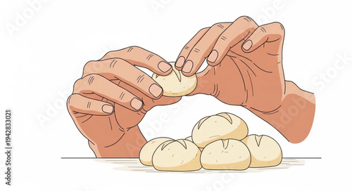 Hands Holding and Sorting Potatoes.