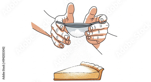 Hands Holding Cake Slice with Fork.