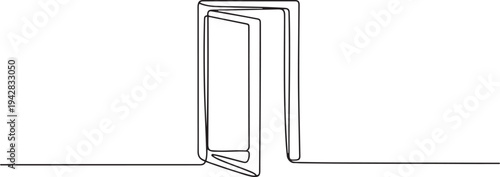 open empty door drawing concept. one line Icon drawing
