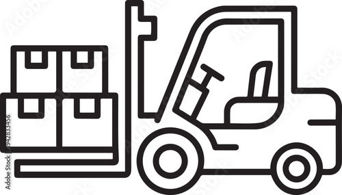 cargo boxes transportation tool work industry line art. one line Icon drawing