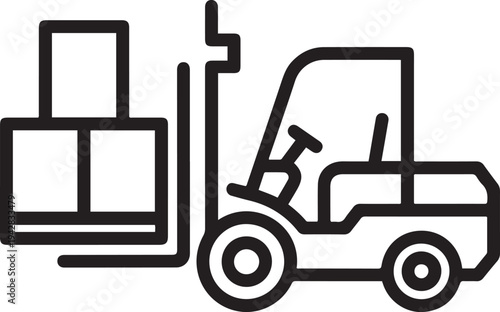 cargo boxes transportation tool work industry line art. one line Icon drawing