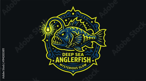 Deep Sea Anglerfish Mysterious Glow Emblem.