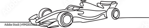 formula racing car fast sport line art. one line Icon drawing