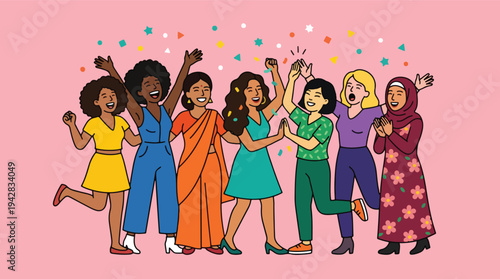 Diverse Group of Women Celebrating Together.