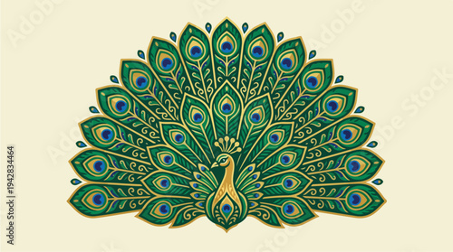 Elegant Peacock Displaying Vibrant Feathered Tail.