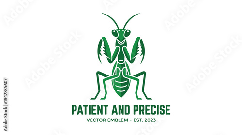Green Praying Mantis Insect Logo Design.