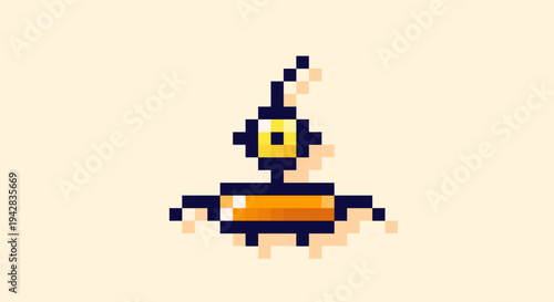 Pixel art combat painted in yellow and orange color.