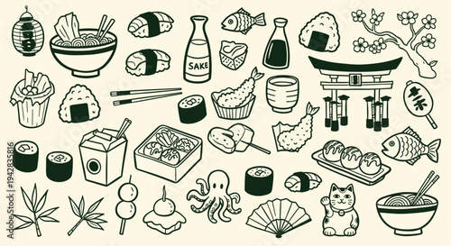Japanese Food and Culture Icons Collection