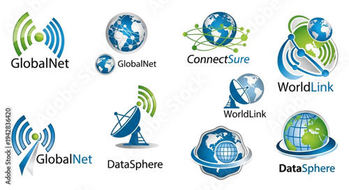 Collection of Global Network and Connectivity Logos.