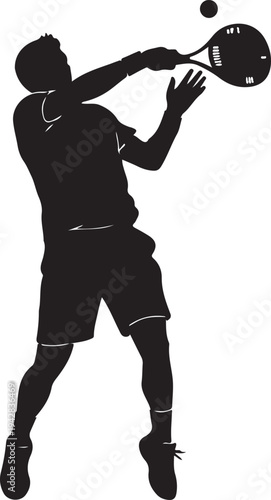 white background tennis player swing black silhouette vector