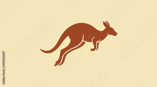 Jumping Kangaroo Silhouette Icon Vector Illustration.