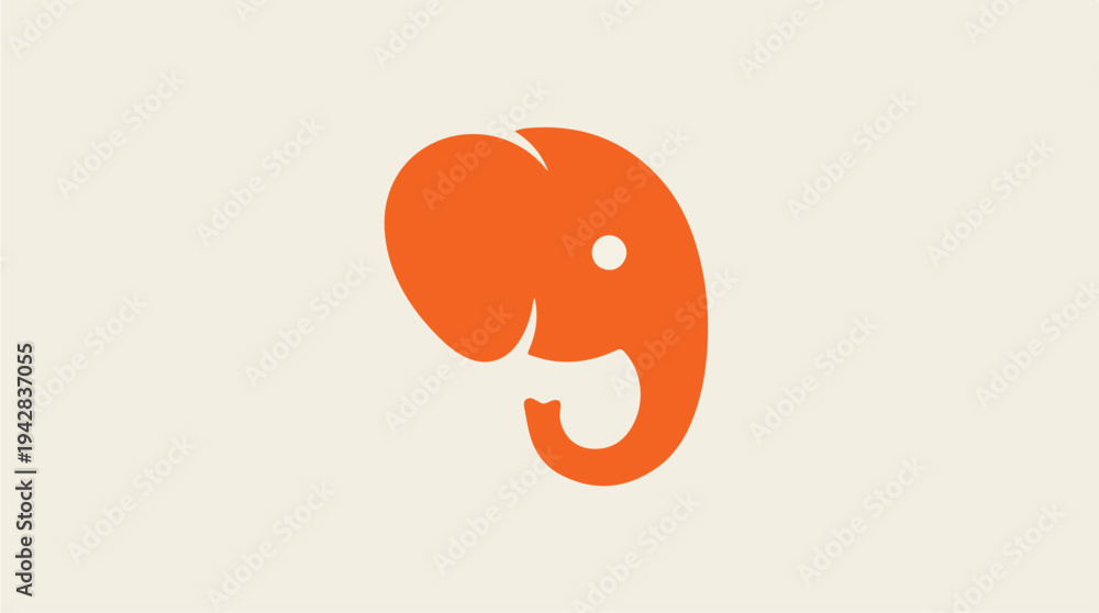 Obraz premium Minimalist Orange Elephant Head Logo Design.