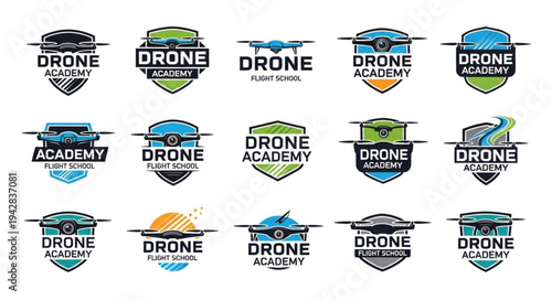 Collection of Drone Academy Logos and Emblems.