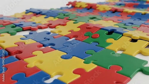 Wallpaper Mural Colorful Puzzle Pieces Scattered and Interlocking. Torontodigital.ca