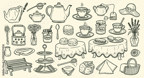 Afternoon Tea Party Sketch Elements Collection